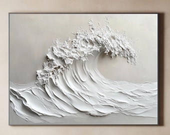 Textured White Ocean Wave Print, Modern Minimalist Wall Decor (Digital Download)