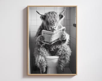 Ensemble De Rideau De Douche De Vache Highland Drôle, Portrait De