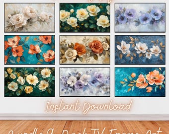 Floral TV Art | Spring Pastel Flower Digital Frame (9-Pack)