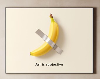 Taped Banana Wall Art, Modern Humor, Original AI Art (Digital Download)