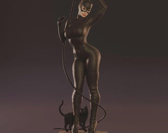 Statuetta in resina di Catwoman realizzata a mano – Scala 1/6-1/4, scultura da collezione