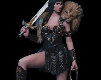 Statua da collezione dipinta a mano: finitura multicolore - artigianato in resina SLA, scultura dettagliata, arte pronta per l'esposizione