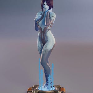 Cortana Halo Statue | 3D Printed, Hand-Painted Resin Collectible