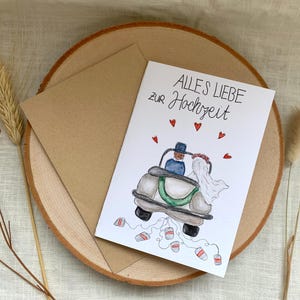 Original handgemalte Glückwunschkarte zur Hochzeit Aquarell