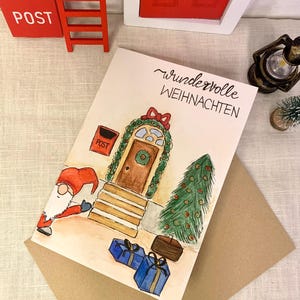 Original handgemalte Weihnachtskarte Aquarell