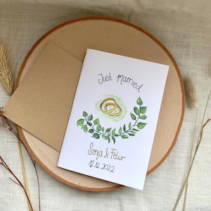 Original handgemalte Glückwunschkarte zur Hochzeit Aquarell