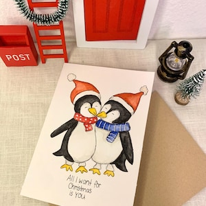 Original handgemalte Weihnachtskarte Aquarell