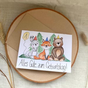 Original handgemalte Geburtstagskarte Aquarell
