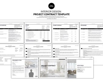 Modelo de contrato de diseño de interiores / Acuerdo de servicios y calendario de pagos