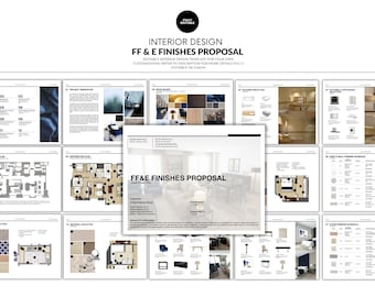 Plantilla de propuesta de diseño de interiores FFE / Paquete de materiales, muebles y acabados
