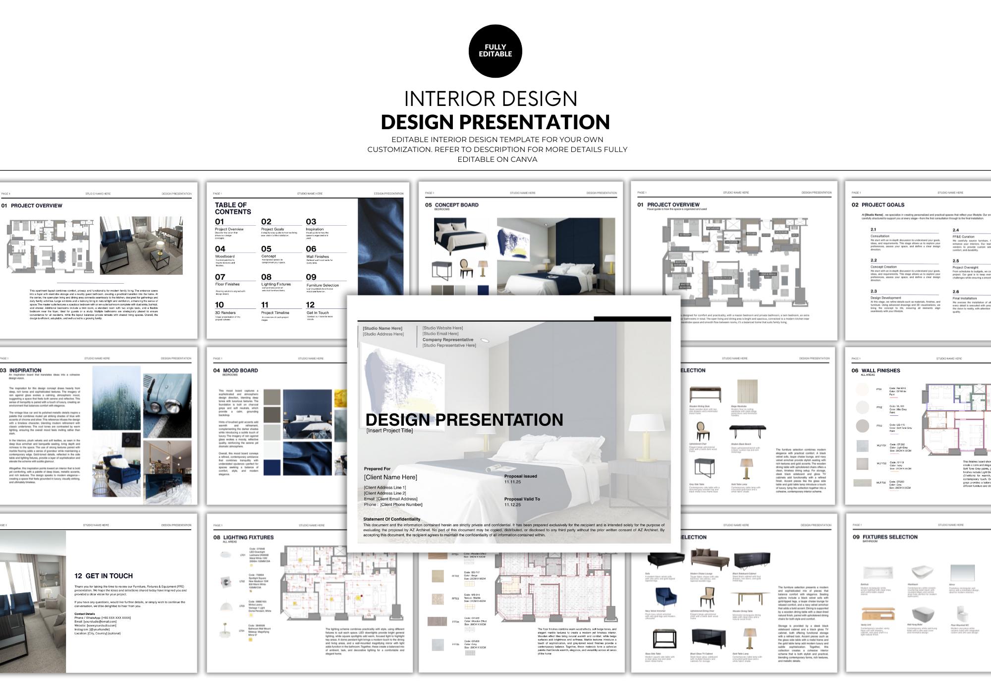 Interior Design Presentation Template | Moodboards, Concepts & 3D ...