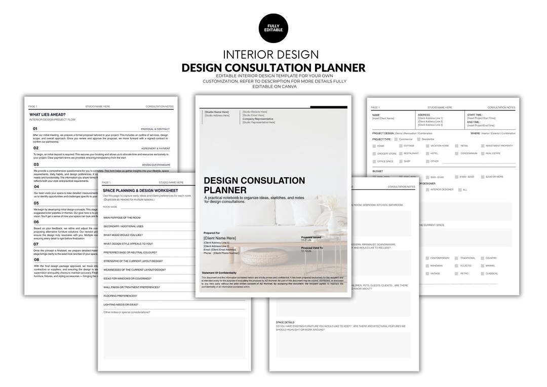 Interior Design Consultation Planner | Client Notes, Questionnaire ...