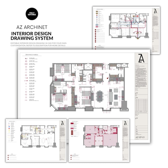 AutoCAD Interior Design Template Pack, Drawing System Schematics (.dwg)