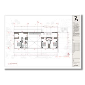 May include: A black and white architectural floor plan of a two-story house. The plan shows two bedrooms, a bathroom, and a staircase. The text "2ND FLOOR PLAN" is visible in the lower left corner. The text "P-03-SFP" is visible in the lower right corner.