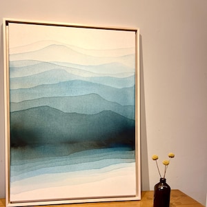 Peinture de paysage méditative, "Lago di Como 2", 60 x 80 cm, originale peinte à la main sur toile