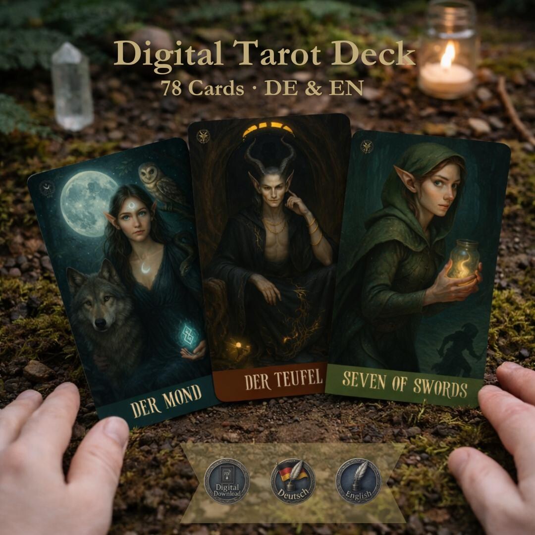 Printable Tarot Deck PDF | 78 Tarot Cards + Digital Guidebook | Witchy ...