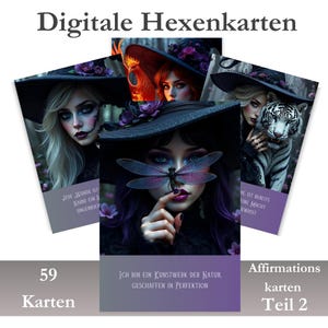 Cartas de Afirmaciones de Brujería | 59 Cartas Mágicas Parte 2 | Poder Femenino, Amor Propio y Hechizos Espirituales (PDF) | Tarot Wicca