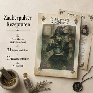 Spell Powder Recipes PDF – 53 Ritual Powder Recipes, Printable Grimoire Pages, Book of Shadows Pages, Witchcraft Printable, A4-Format