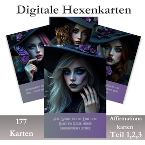 Paquete de cartas del Oráculo del Poder Brujo | 177 cartas de afirmación | Magia femenina | Rituales espirituales | Baraja de brujas en PDF | Tarot digital de la bruja