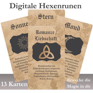 Hexenrunen Orakelkarten | Witches Runes Digital | Runenmagie & Manifestation | Spirituelles Runen Orakel | Wicca Karten zum Ausdrucken