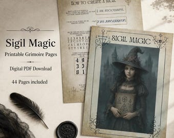 Sigil Magic Grimoire Pages – Printable Witchcraft PDF | Book of Shadows Pages | Magick Alphabet | DIY Sigil Creation