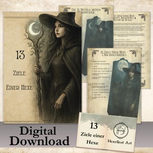 Grimoire PDF – 13 Goals of a Witch | Magical Journal | Witch Book Pages | Spiritual Workbook | Rituals & Witchcraft Knowledge | Book of Shadows