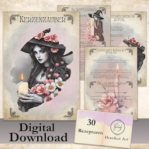 Candle Magic Grimoire PDF - 30 Rituals for Witches | Book of Shadows Template | Printable Spell Pages | Wicca Spellbook Download