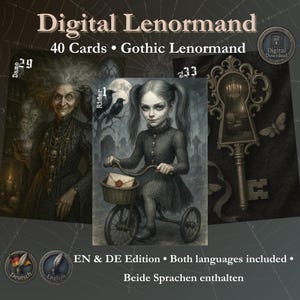 Gothic Lenormand Deck Printable | 40 Cards PDF DE & EN | Victorian Fortune Telling Cards | Dark Oracle Deck | Instant Download| Lenormacabre