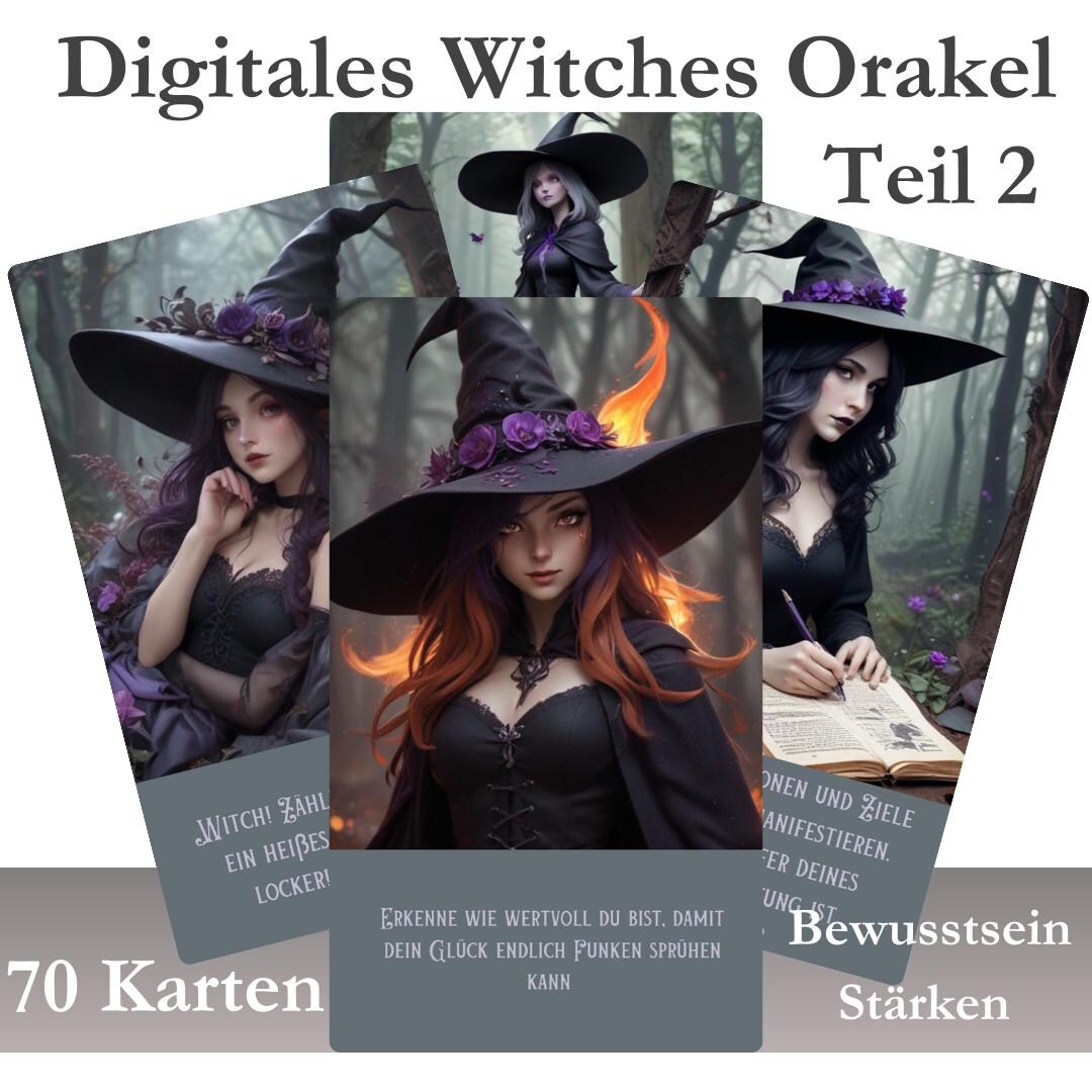 70 Hexen Affirmationskarten Witch Tarot Orakelkartenwahrsagekarten ...