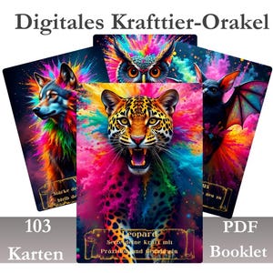 Digital Power Animal Oracle Cards | Spiritual Animal Messages | Magical Animal Tarot Cards | Wicca Cards | Animal Oracle PDF | Fortune Telling Cards