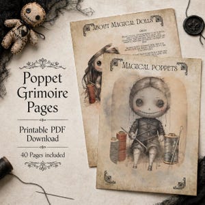 Poppet Magic Grimoire PDF – 40 Printable Pages for Your Book of Shadows (English)