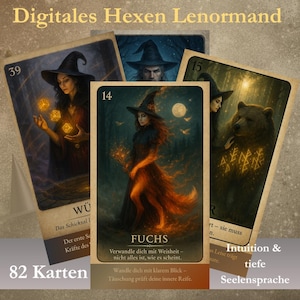 Via Incantata Hexen Lenormand Karten | Digitales Orakeldeck 82 Karten | Witchy Printable | Spirituelles Kartendeck | PDF Download|Wicca