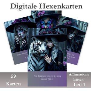 Cartas de Afirmaciones de Brujería | 59 Cartas Mágicas Parte 1 | Poder Femenino, Amor Propio y Hechizos Espirituales (PDF) | Tarot Wicca