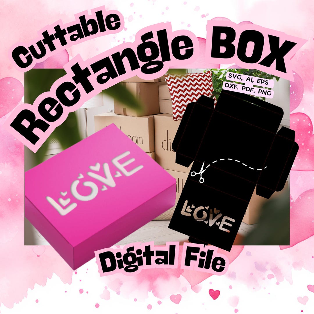 Love Rectangular Cuttable Window Gift Box Heart Decorations for Sweet ...