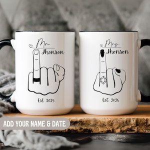Personalized Mr & Mrs Coffee Mugs, Husband and Wife Mugs, Mr and Mrs Mug, Custom Mr Mrs Coffee Mugs, New Bride and Groom Set, Engaged gift