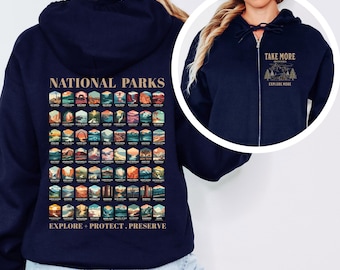 National Parks Zip Up Hoodie, Checklist  Hoodie, Us National Park Gift, Mountain Hiking Park Hoodie, Camping Hoodie, valentines day gift