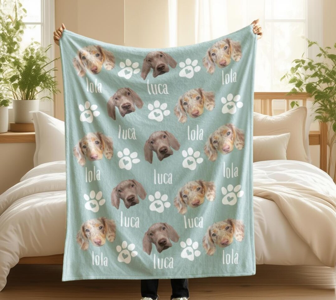 Custom Pet Photo Blanket With Name, Personalized Dog Blankets, Custom ...