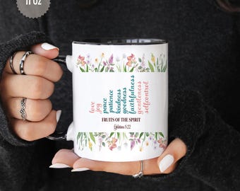 The Fruits Of The Spirit Galatians Mug, Christian Mug, Gift For Jesus Lover, Christian Mug, Bible Verse coffee mug stating, Christian Gift