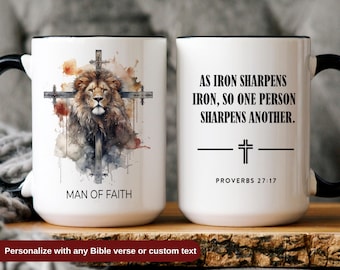 Personalized Christian Mug for Men, Man of Faith Mug, Christian Father’s Day Gift with Bible Verse, Religious Gift, Pastor Gifts