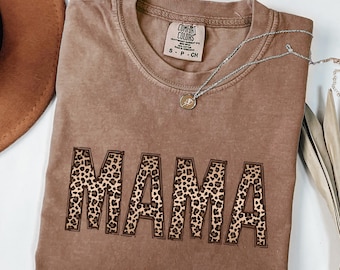 Comfort Colors® Leopard Mama Shirt, Mothers Day Gift, Mom Shirt, Retro Mama Shirt, Gift For Mom, Mama Shirt, Leopard Mama T-Shirt