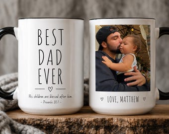 Personalized Photo Mug For Dad, Custom Fathers Day Cup, Photo Collage Mug, Dad Birthday Gift, Father Gift From Son Daughter Wife, Dad Mug