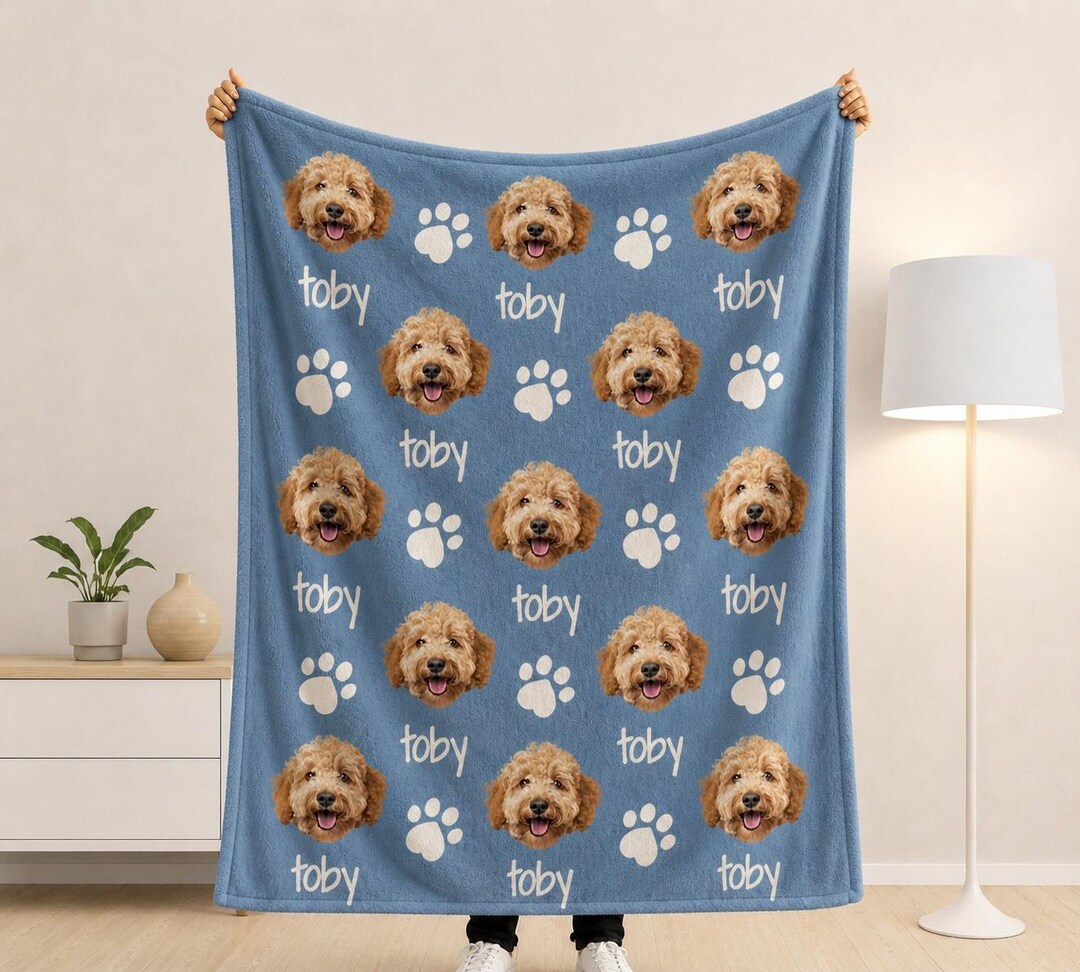 Personalized Pet Photo Blanket, Custom Dog Blanket With Name, Dog Mom ...