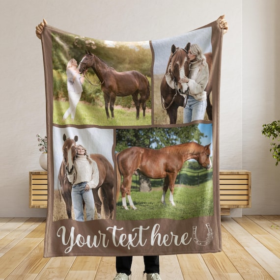 Custom Photo Horse Blanket, Equestrian Memorial Gift