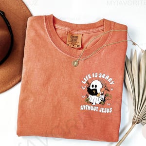 Fueled by the Holy Spirit Shirt - Christian Halloween Tee - Cute Ghost Faith Shirt - Not Haunted Jesus T-shirt - Fall Comfort Colors