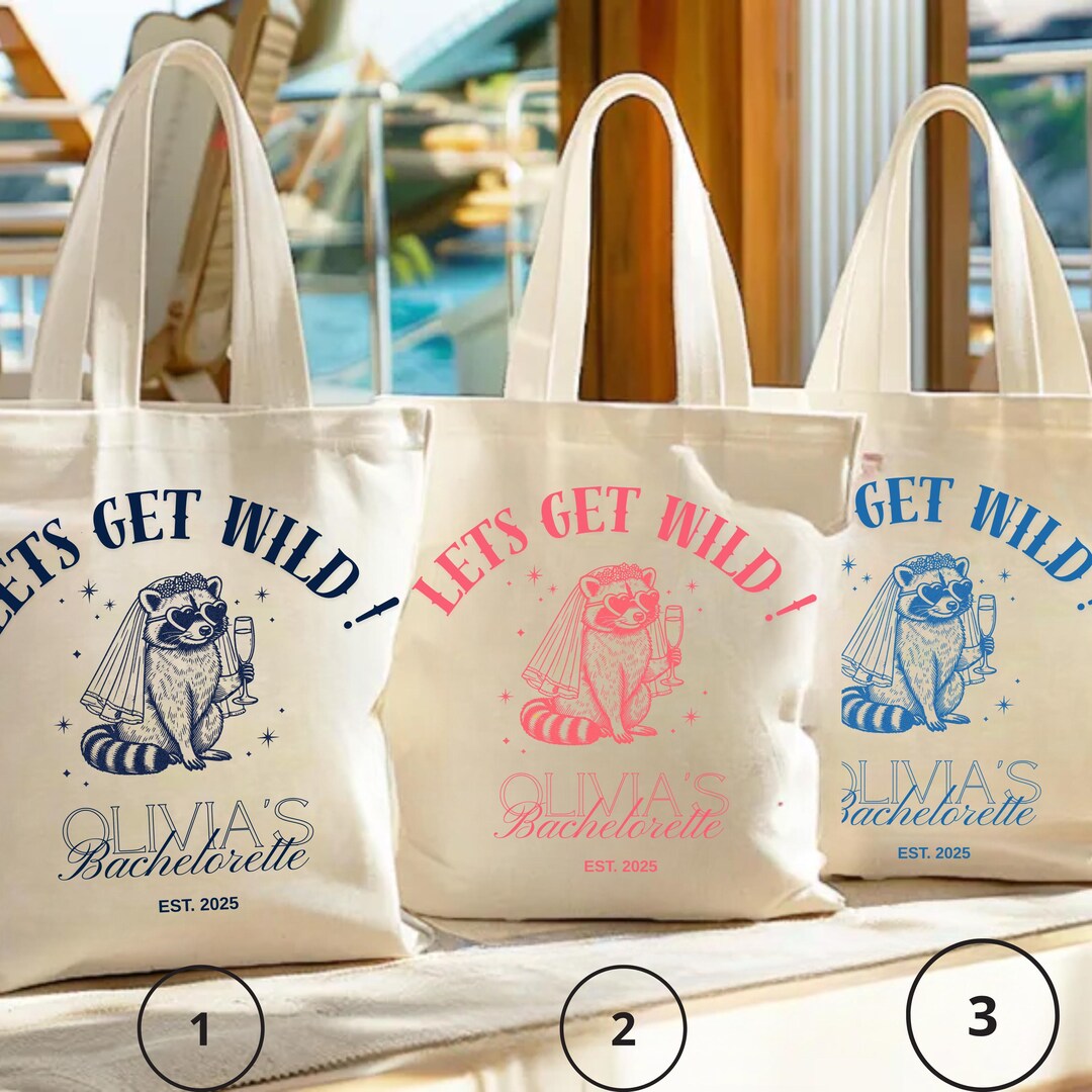 Let’s Get Wild Bachelorette Tote, Funny Raccoon Bridal Party Bag ...