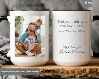 Personalized Photo Mug For Dad, Custom Fathers Day Cup, Photo Mug, Dad Birthday Gift, Father Gift From Son Daughter Wife, Christian Mug