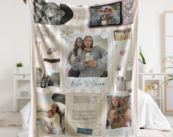 Personalized Best Friend Photo Blanket, Custom Besties Throw Blanket with Names, BFF Soul Sister Friendship Memorial Gift, Photo Gift