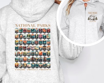 National Parks Zip Up Hoodie, Checklist Zip Up Hoodie, Us National Park Gift, Mountain Hiking Park Hoodie, Camping Hoodie, National Park