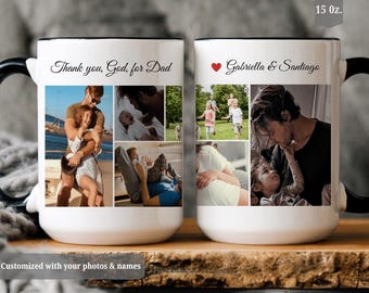 Personalized Photo Mug For Dad, Custom Fathers Day Cup, Photo Collage Mug, Dad Birthday Gift, Father Gift From Son Daughter Wife, Dad Mug