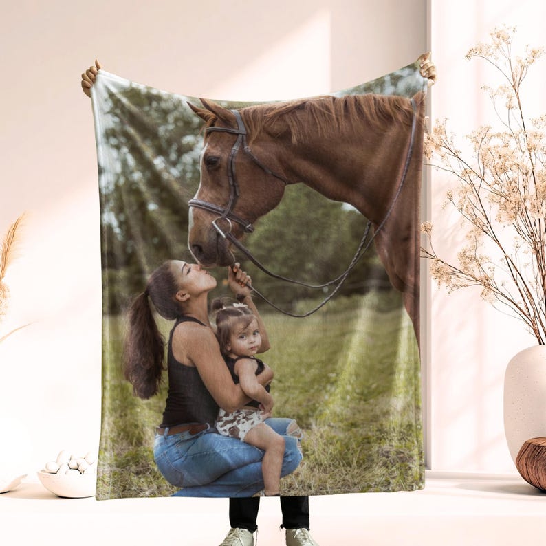 Custom Photo Horse Blanket, Equestrian Memorial Gift image 3